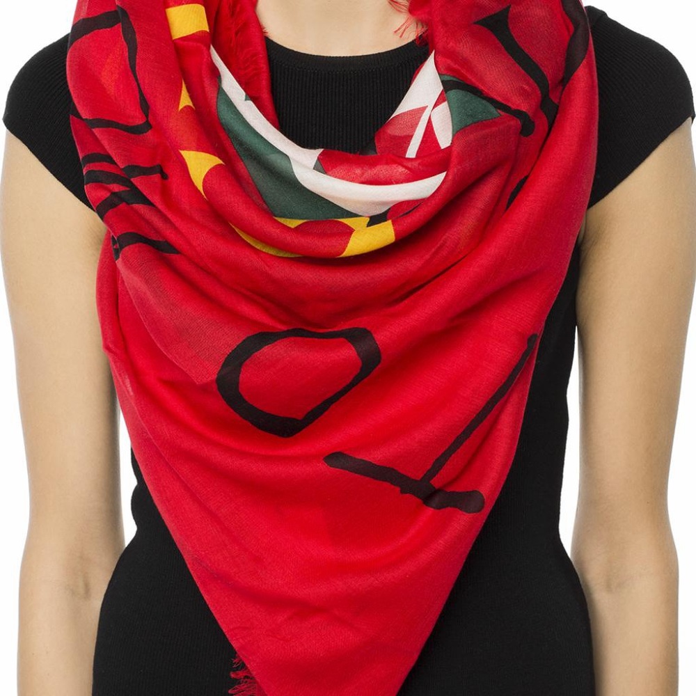 GUCCI Coco Capitan Red Silk Scarf Shawl 494005 Logo Collector Rare Words Luxury - Picture 5 of 15